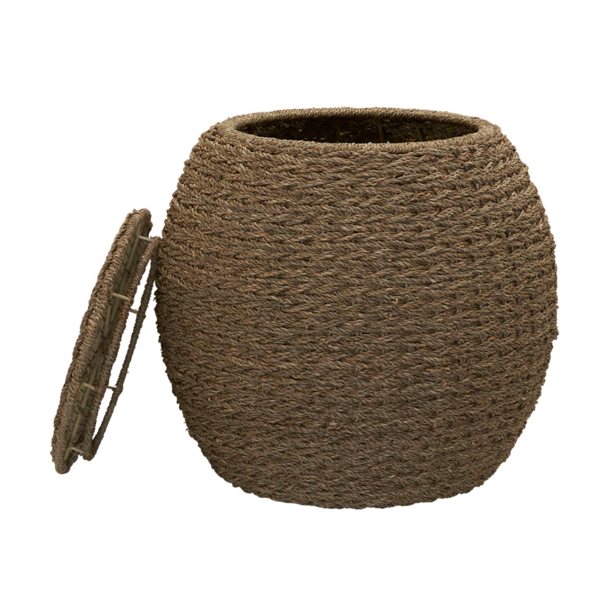 Household Essentials 19" Woven Natural Seagrass Storage End Table